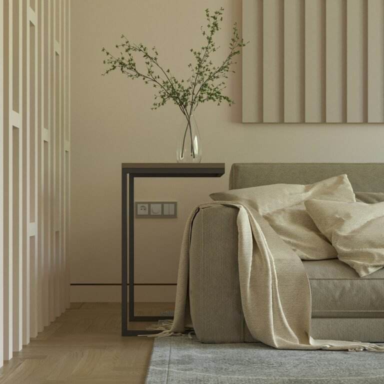 Roligt hjem med natursten og naturlige materialer